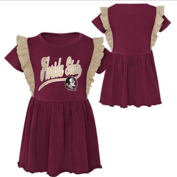 Florida State FSU Seminole’s Youth Girls Ruffle Sparkly Game Day Dress Size 5/6 - Picture 1 of 6